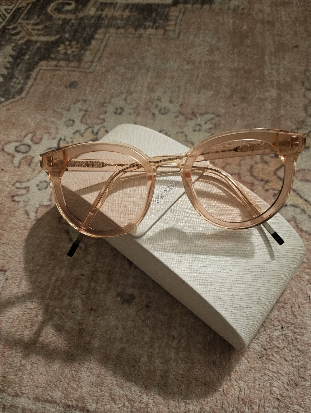 GENTLE MONSTER Peach Transparent Round Acetate Glasses